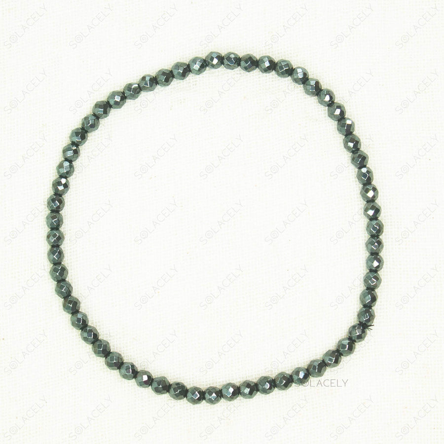 faceted hematite bead stretch anklet