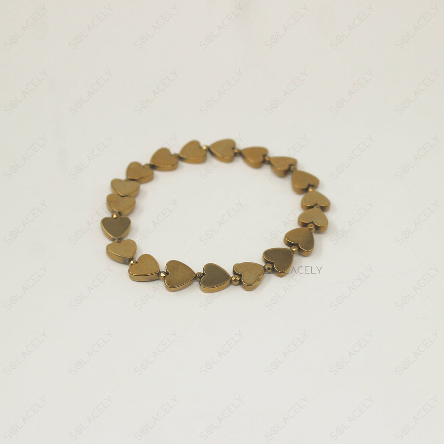 gold heart beads bracelet