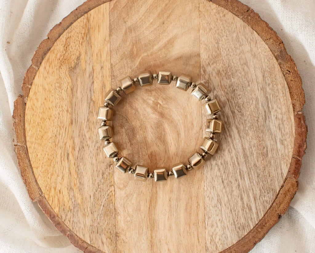 golden bead hematite bracelet