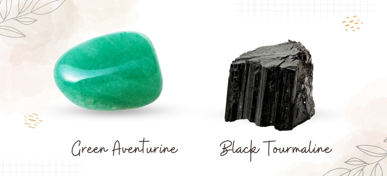 green aventurine and black tourmaline mobile banner image