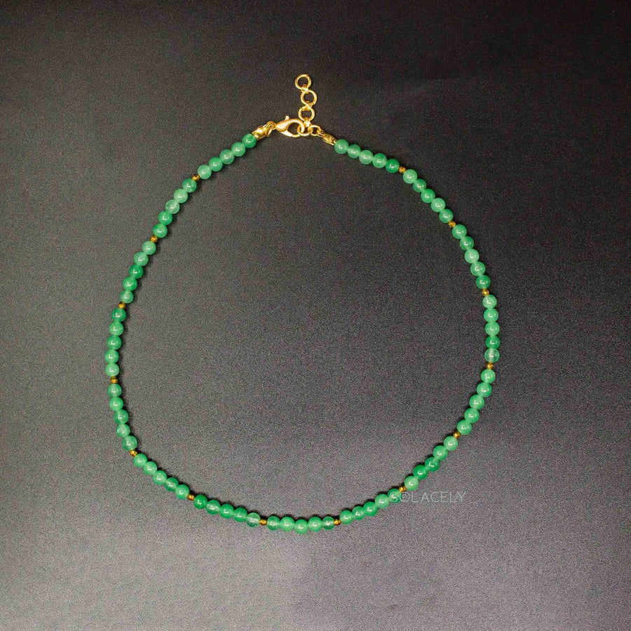 green aventurine beaded necklace 4mm