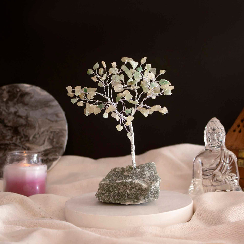 green aventurine crystal tree and base