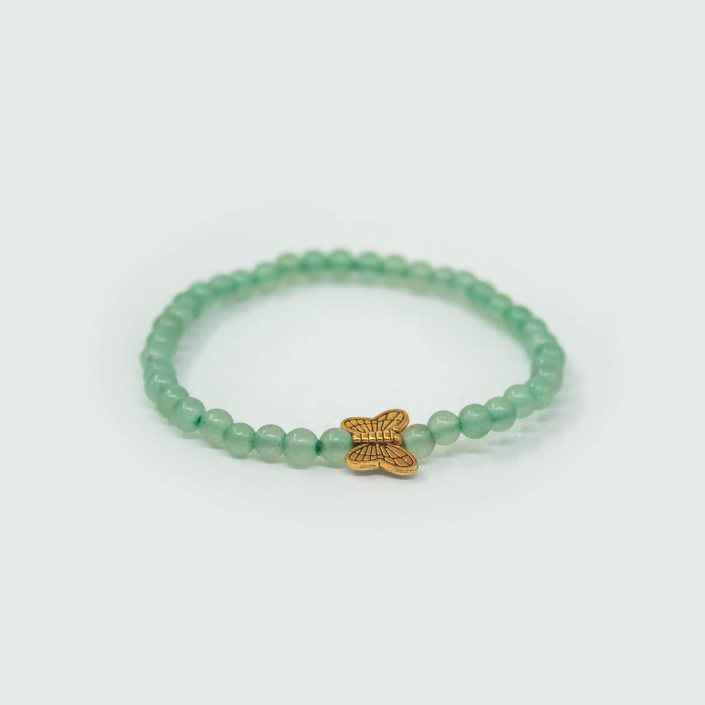 butterfly charm 4mm green aventurine bracelet