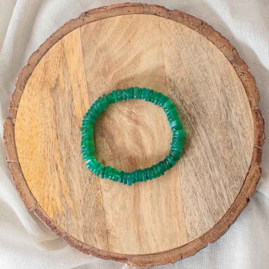 tyre bead green onyx bracelet handmade in India