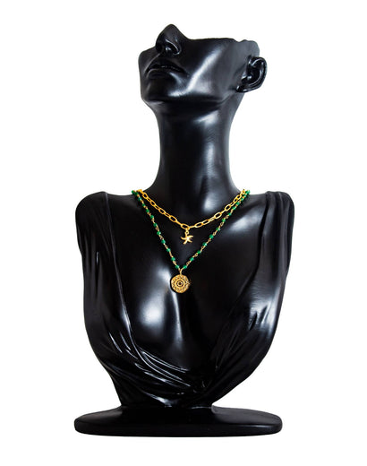 green onyx double layer necklace