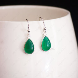 green onyx sterling silver drop earrings