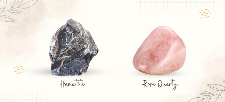 hematite and rose quartz mobile banner image