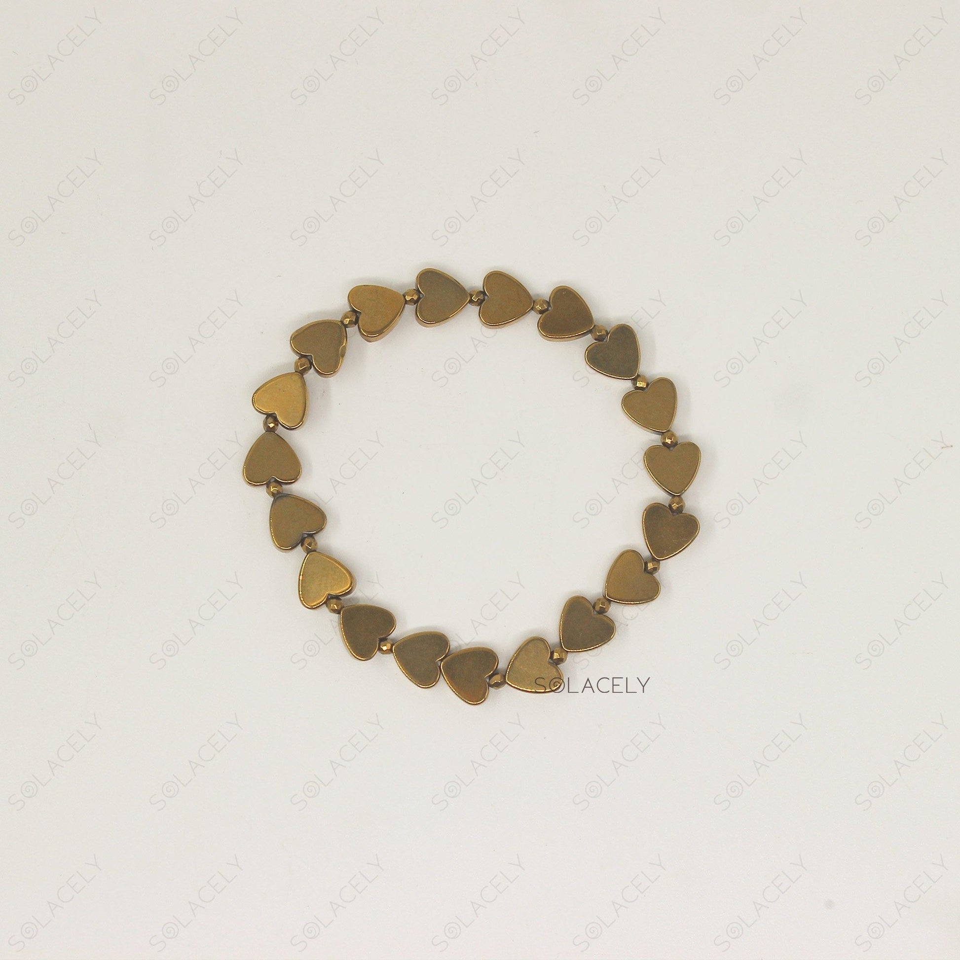 hematite gold heart bracelet