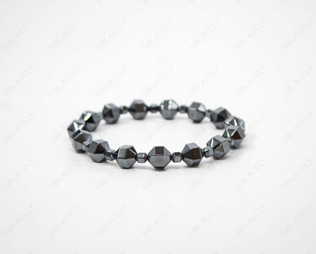hexagonal bead hematite bracelet