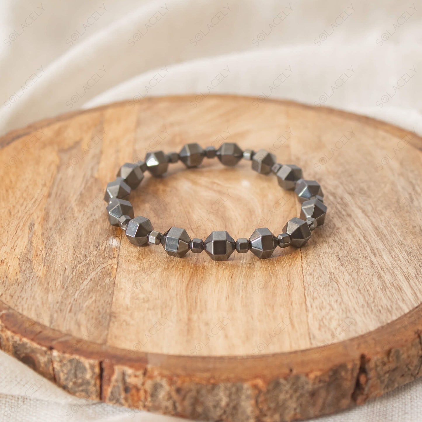 hematite hexagonal bead bracelet