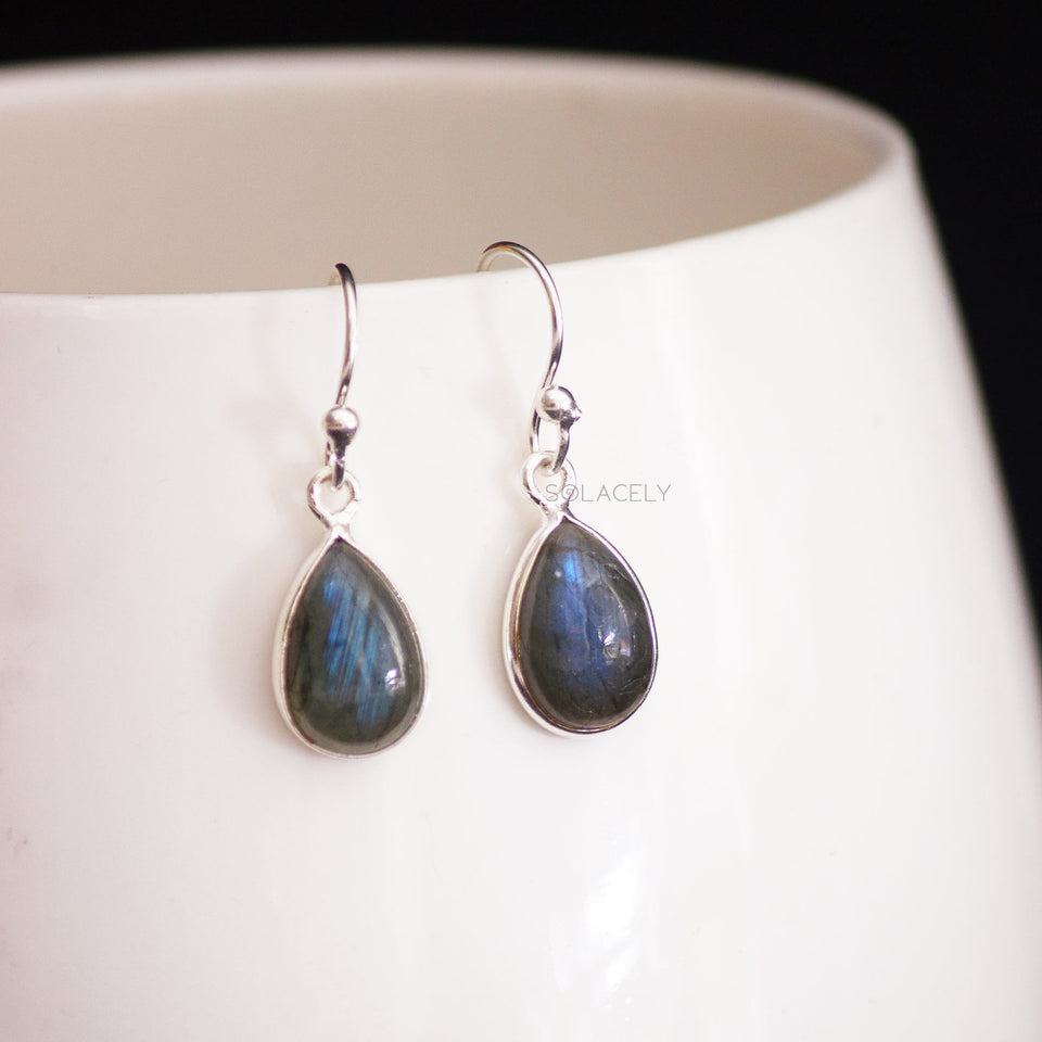 labradorite sterling silver drop earrings