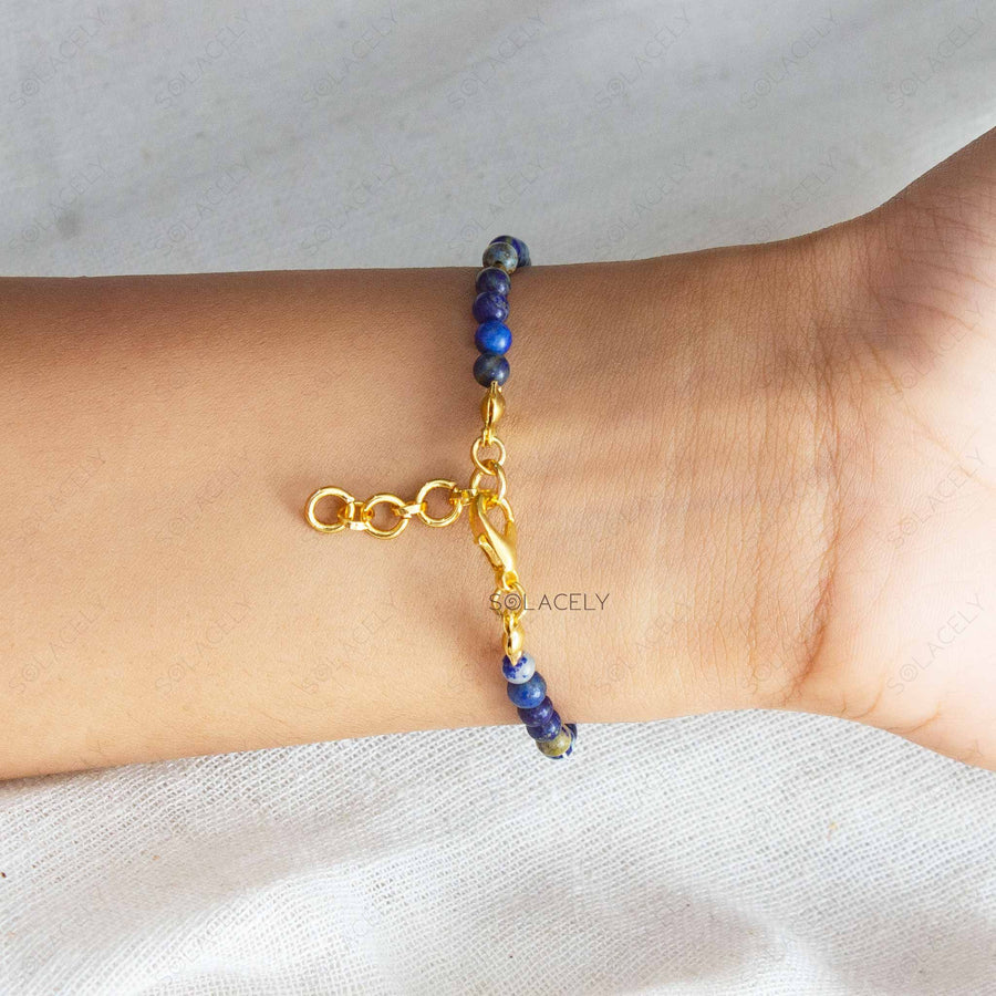 lapis lazuli beaded bracelet adjustable