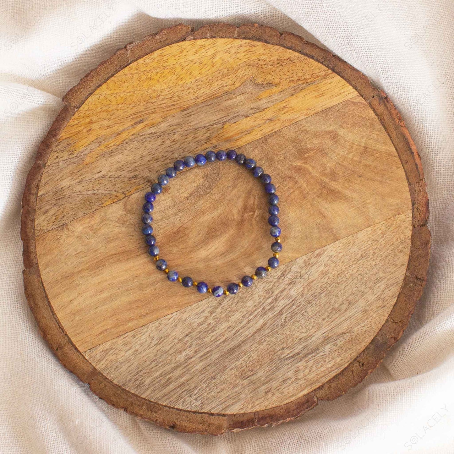 lapis lazuli bracelet with hematite-spacers 4mm beads