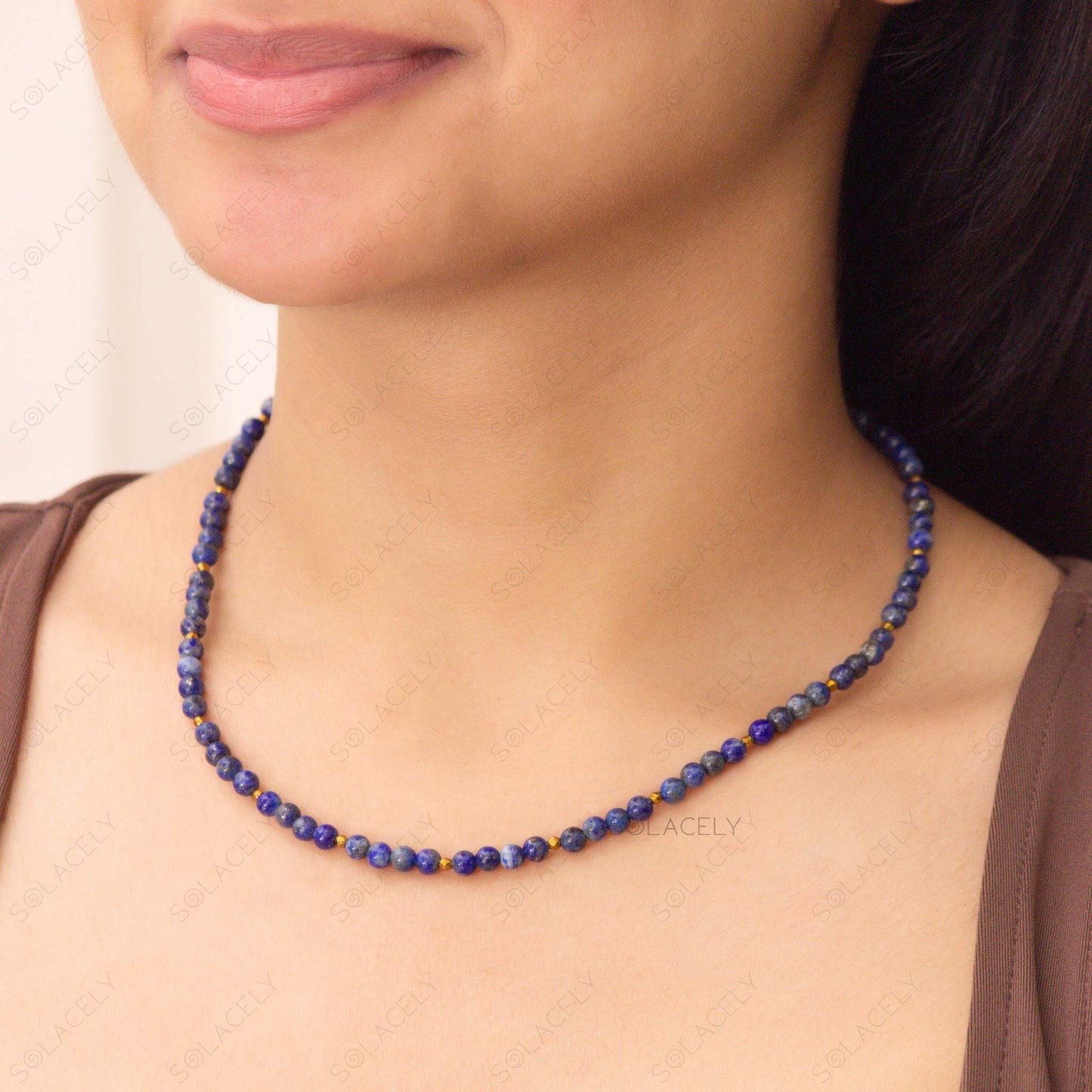 lapis lazuli necklace with hematite spacers