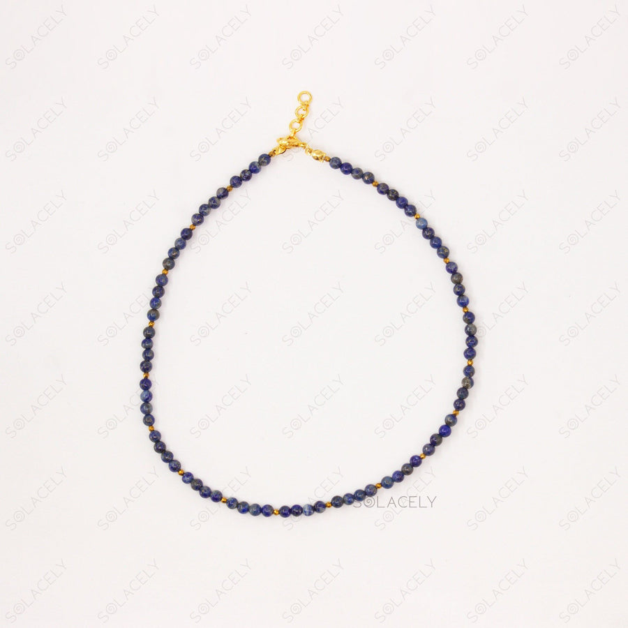 lapis lazuli necklace with hematite spacers