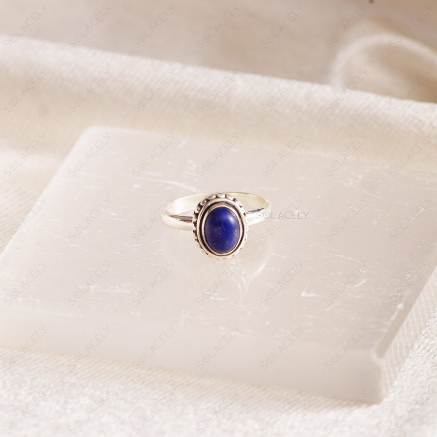 lapis lazuli sterling silver oval ring