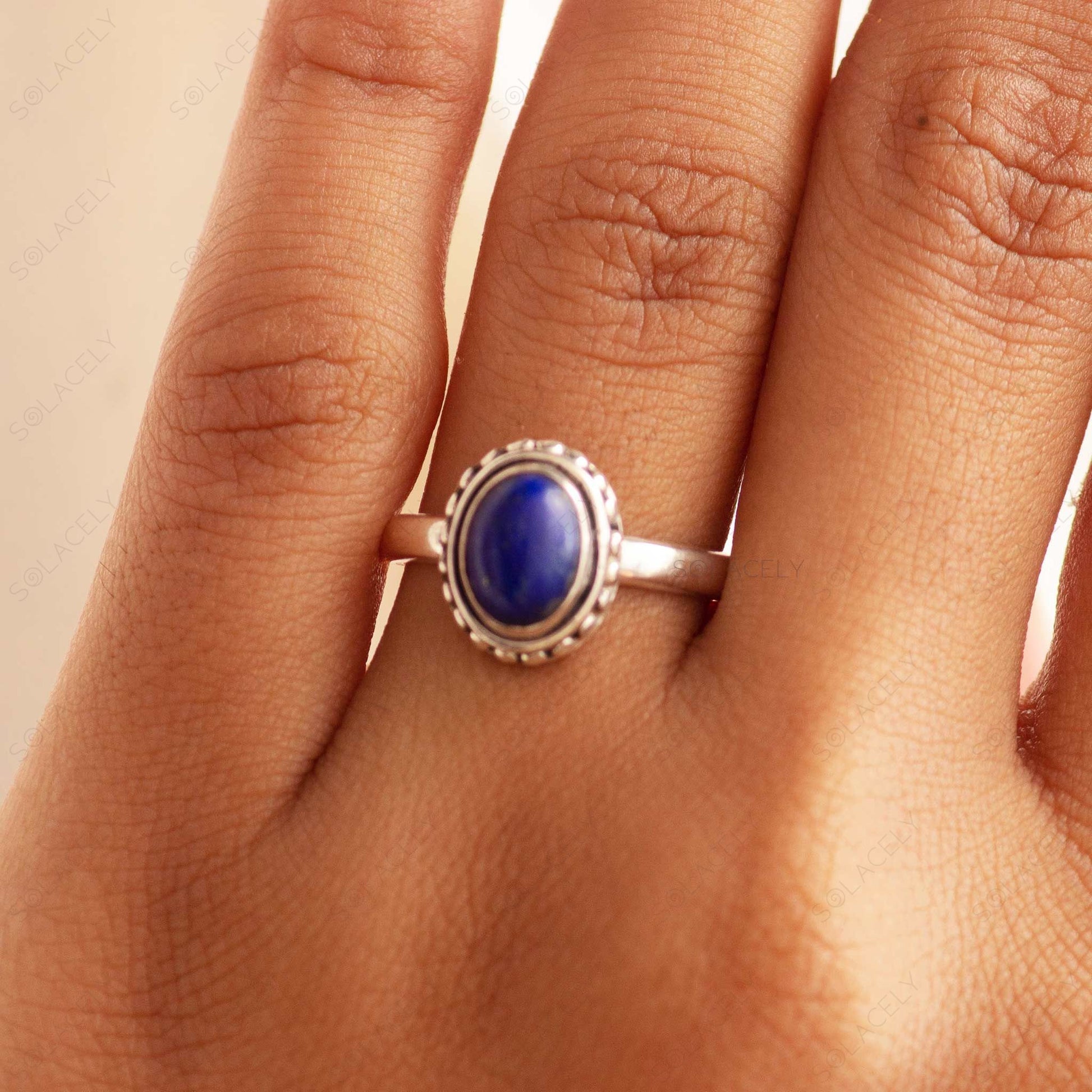 lapis lazuli sterling silver ring oval