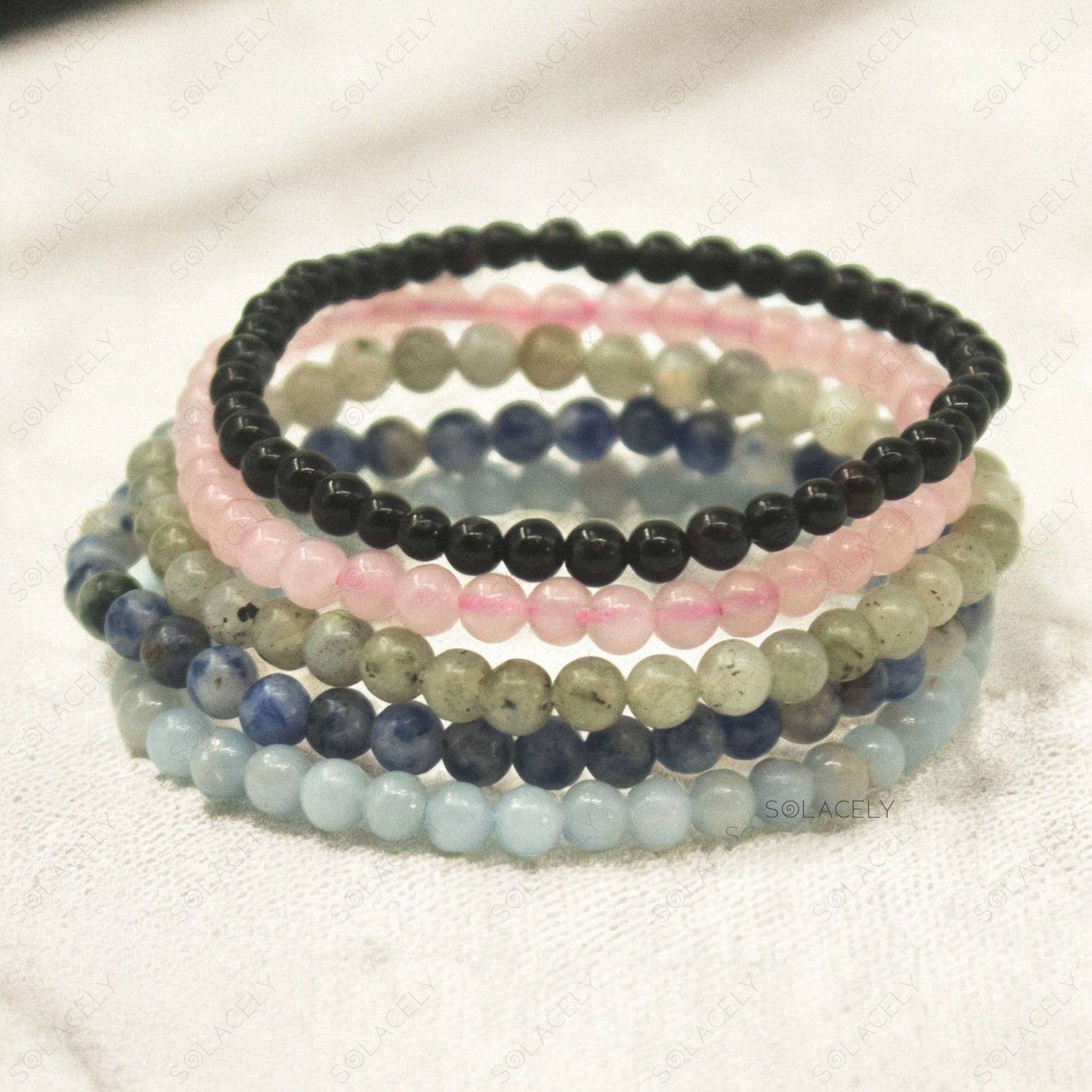 libra birthstone crystals stackable bracelet set