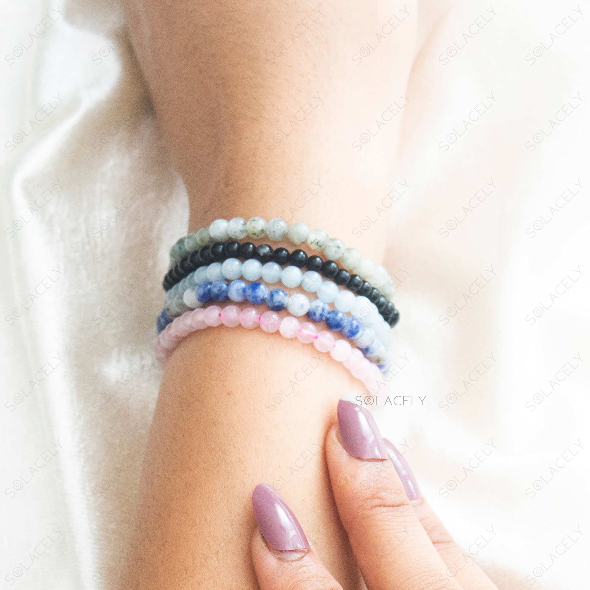 libra zodiac crystals stackable bracelet set