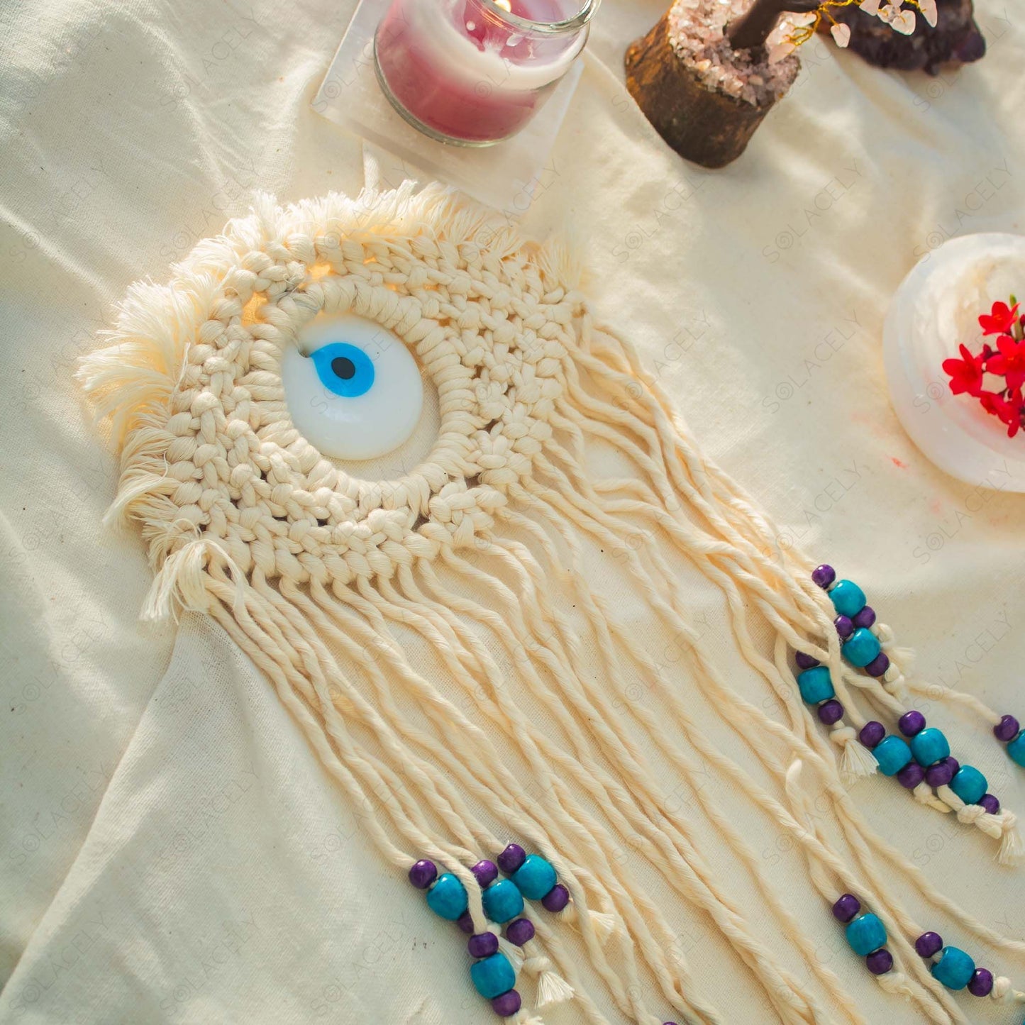 macrame evil eye wall hanging