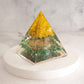 citrine tree and orgone malachite pyramid