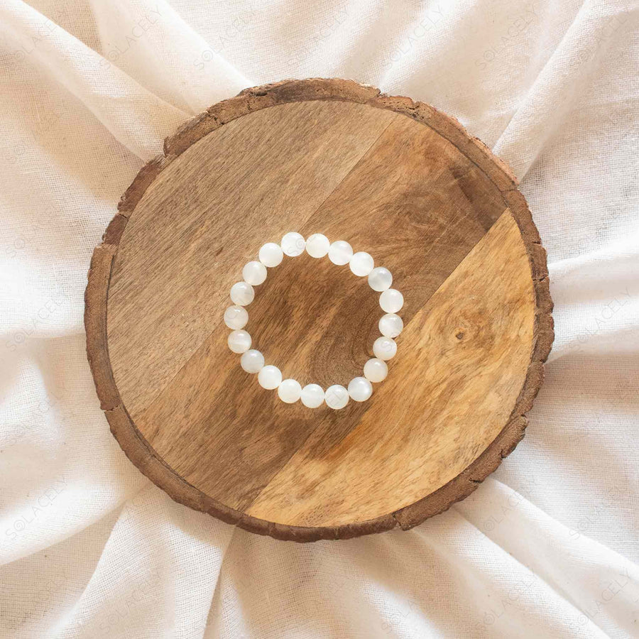 milky moonstone 8mm bead bracelet