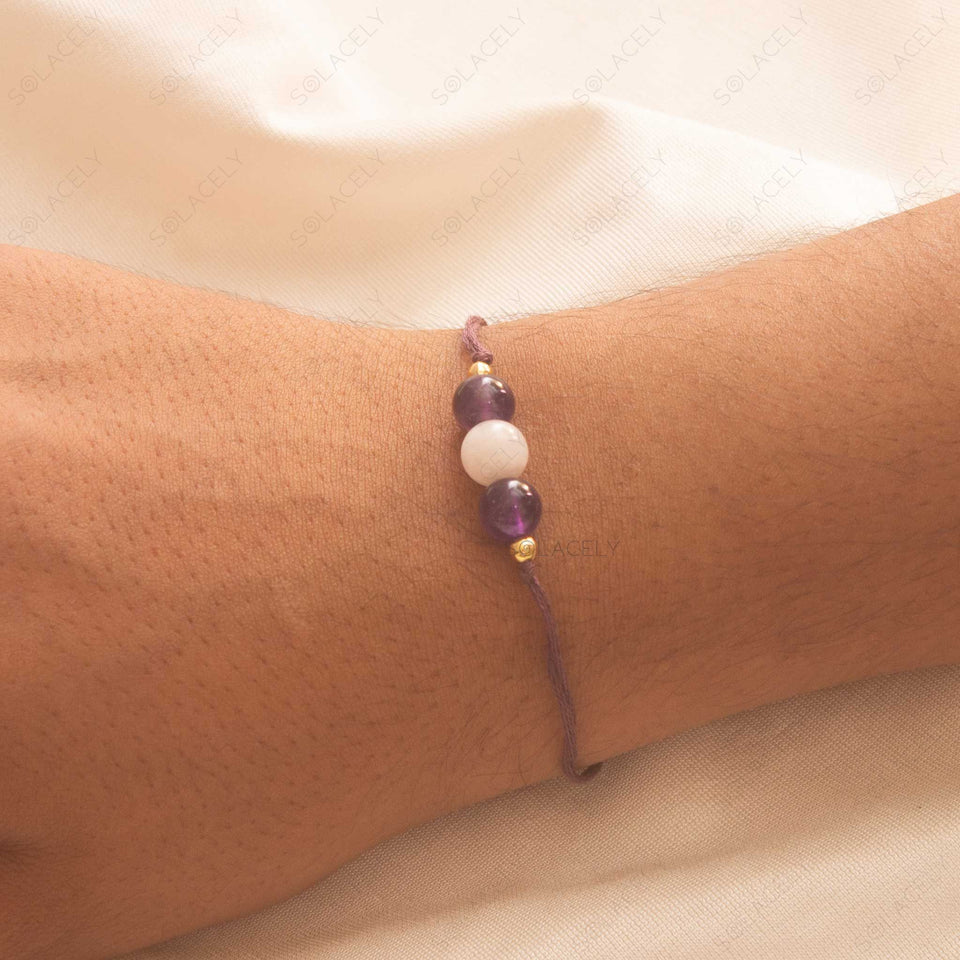 moonstone amethyst beads rakhi