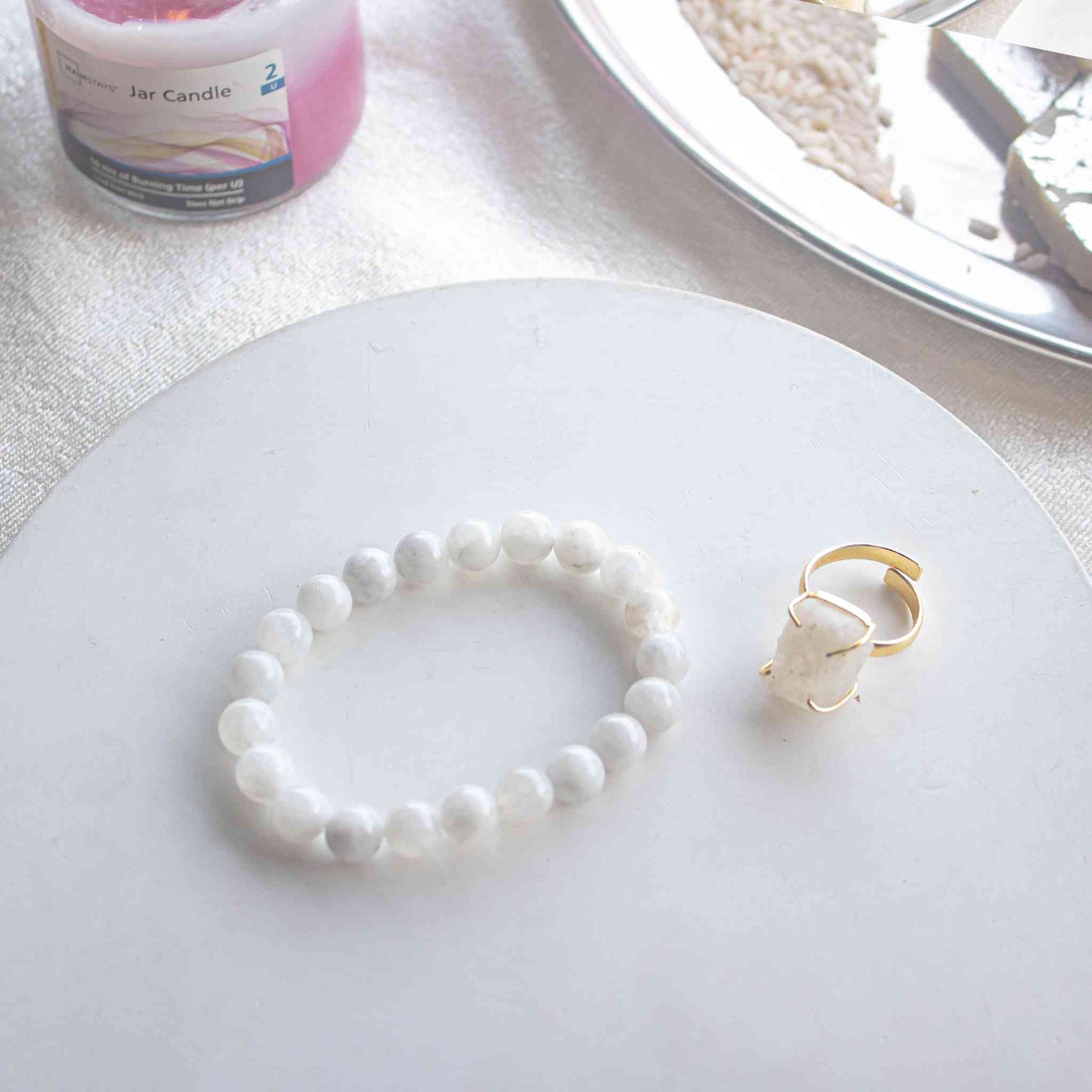 moonstone ring and moonstone bracelet gift hamper for sister