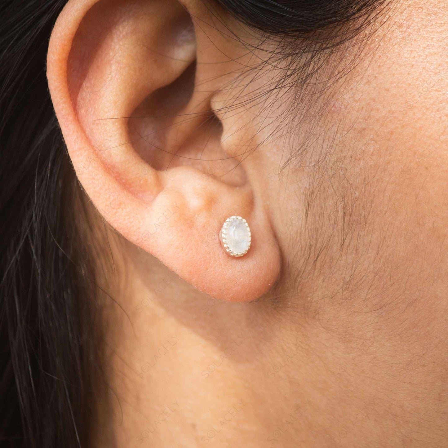 moonstone in sterling silver stud earring