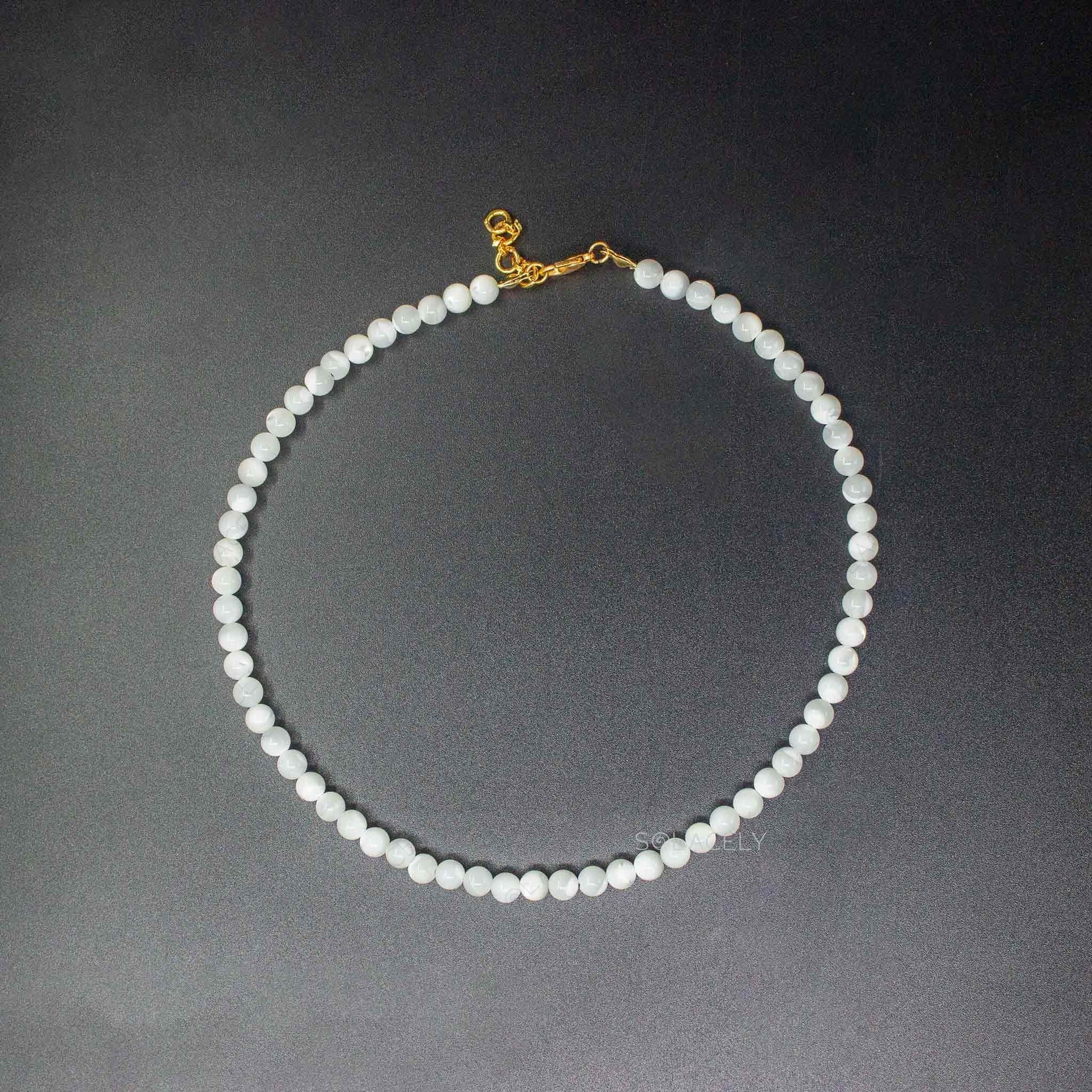 mother of pearl beaded necklace 6mm