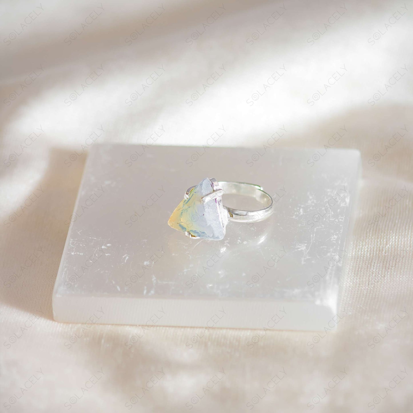 white opal ring