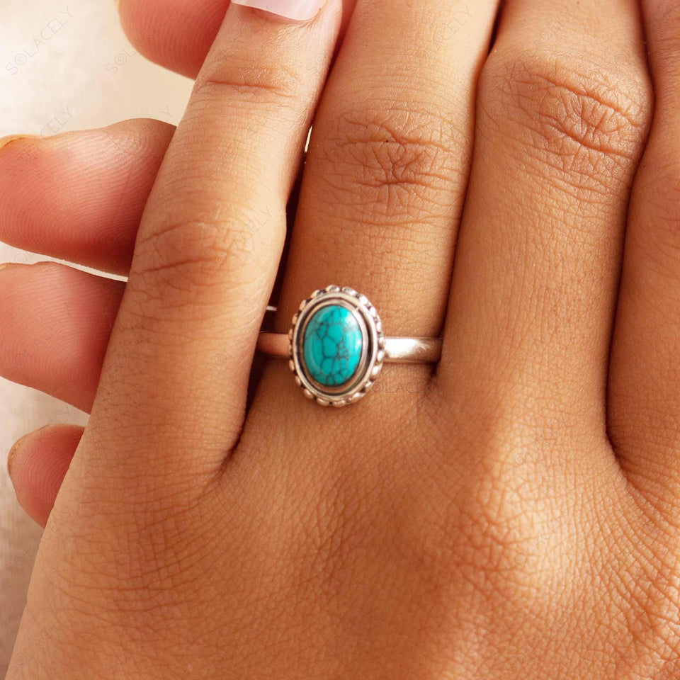 oval turquoise sterling silver ring