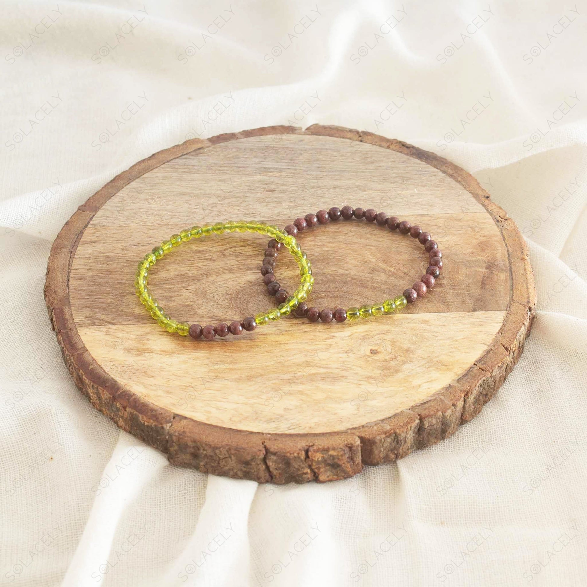 peridot and garnet couple bracelet