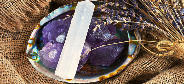 Crystals for Meditation - Selenite, Clear Quartz, Amethyst, Sodalite