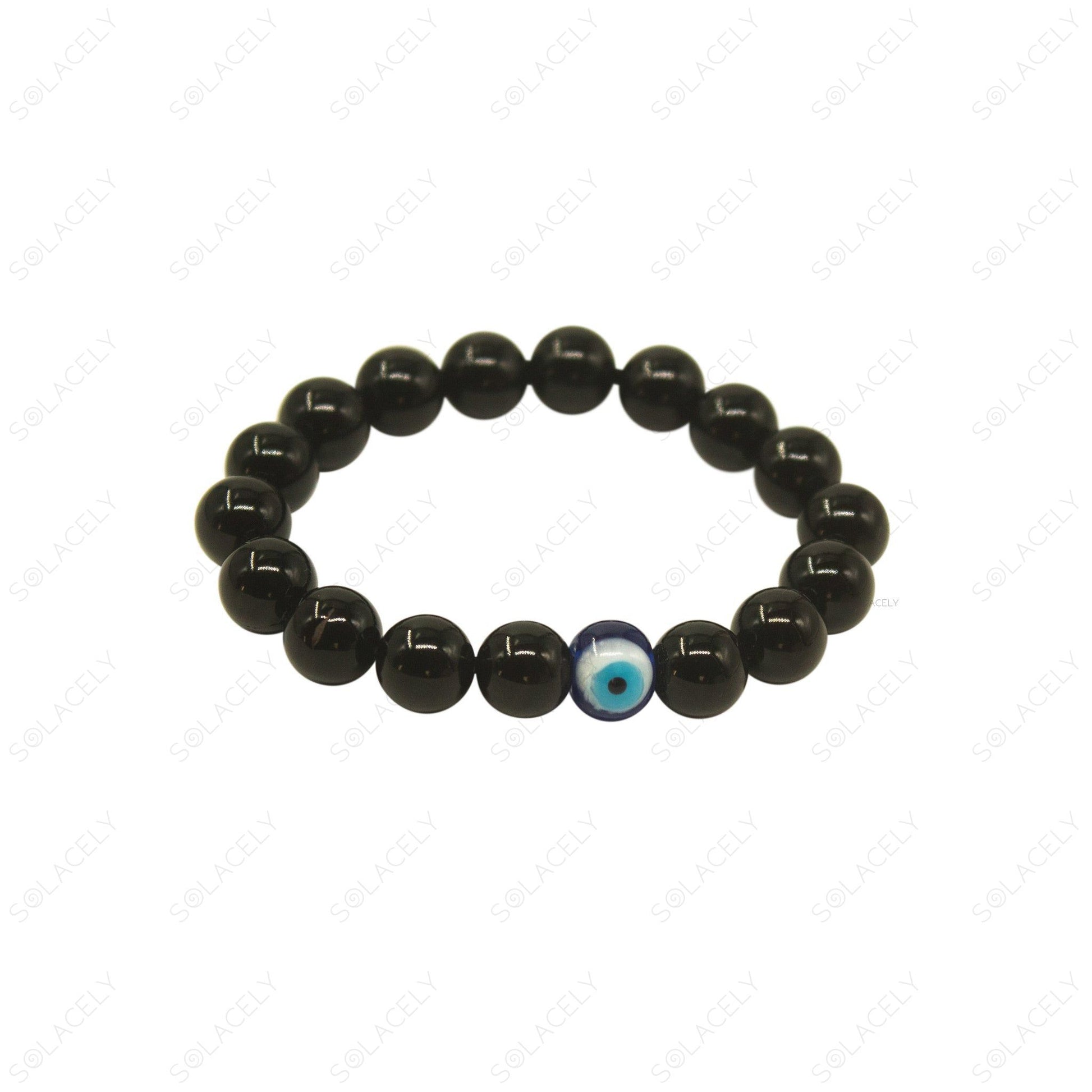 protective black tourmaline bracelet with evil eye 8mm beads for kids