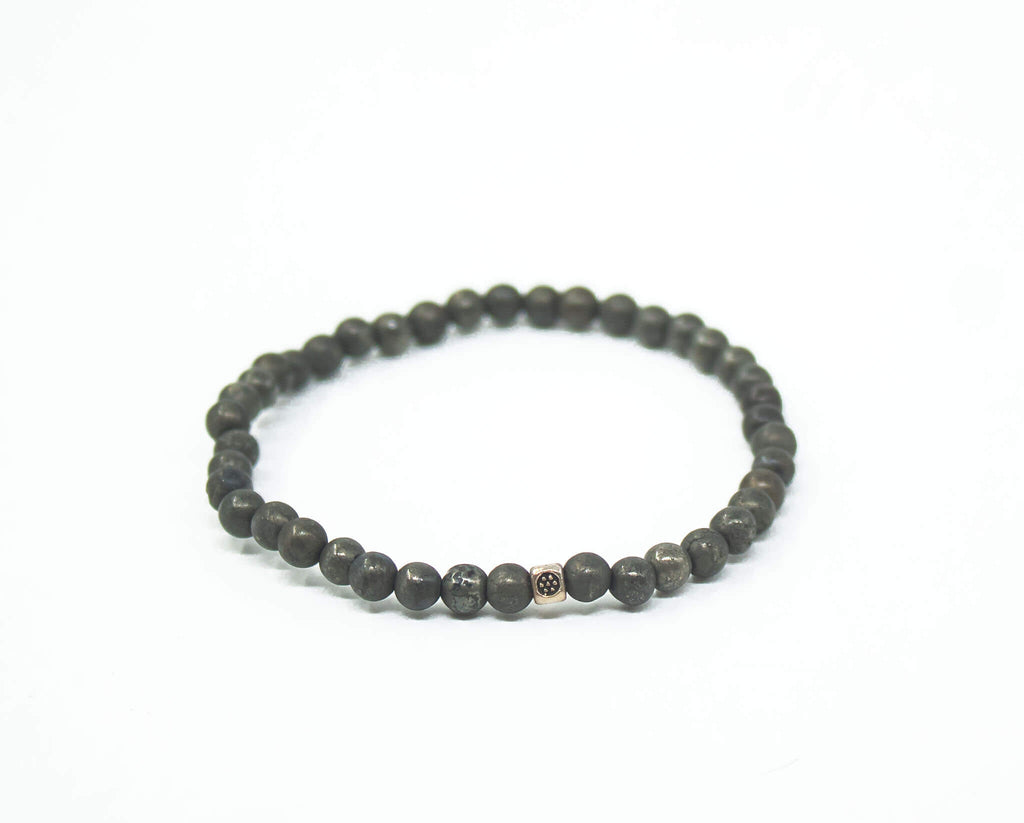 Pyrite Bracelet 4mm Beads, Solacely