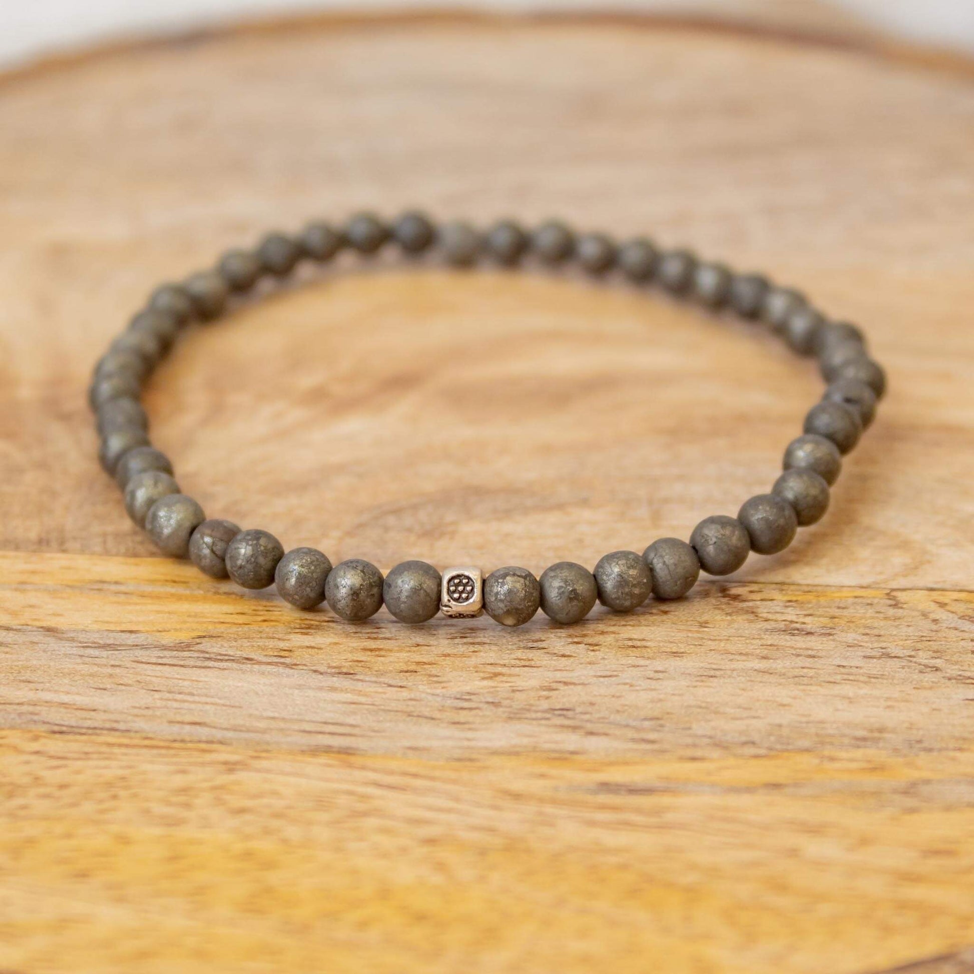 4mm pyrite bead bracelet