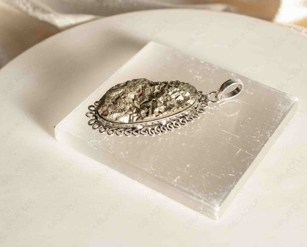 raw pyrite pendant