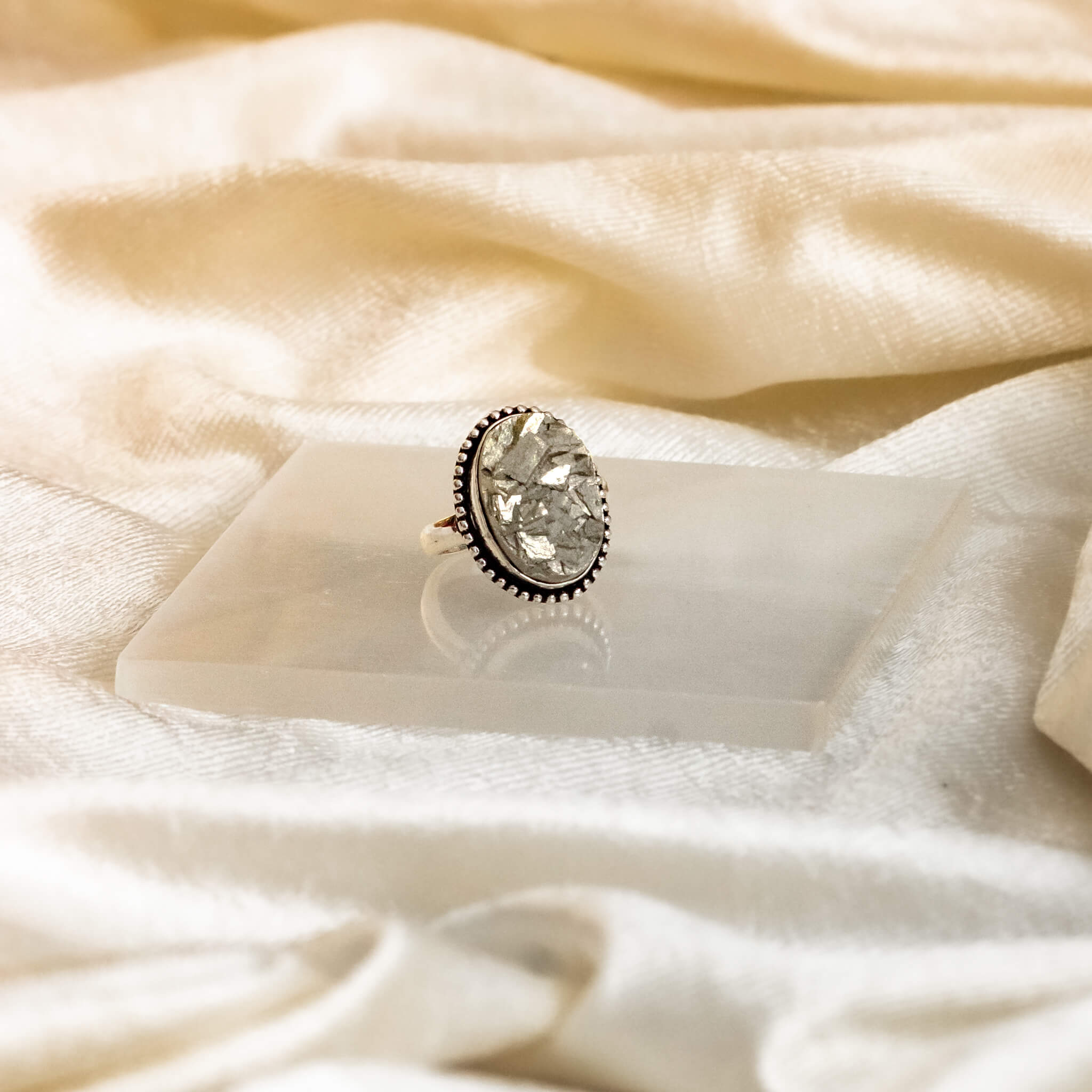 Pyrite Ring - One of a Kind | Giardinoblu Crystal Healing Jewelry