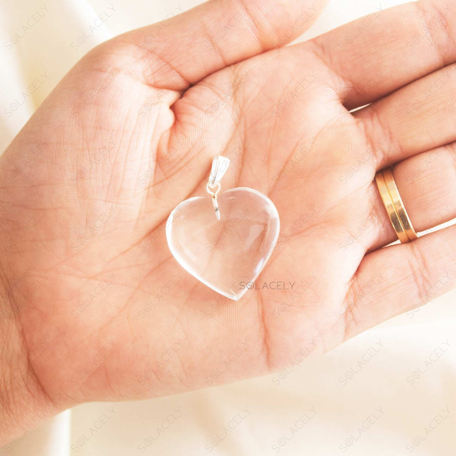 quartz clear heart pendant