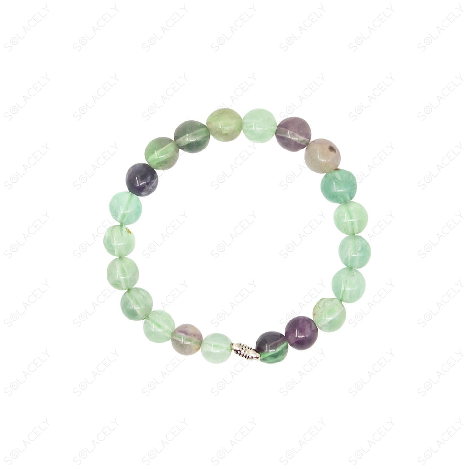 8mm rainbow fluorite bracelet with butterfly charm