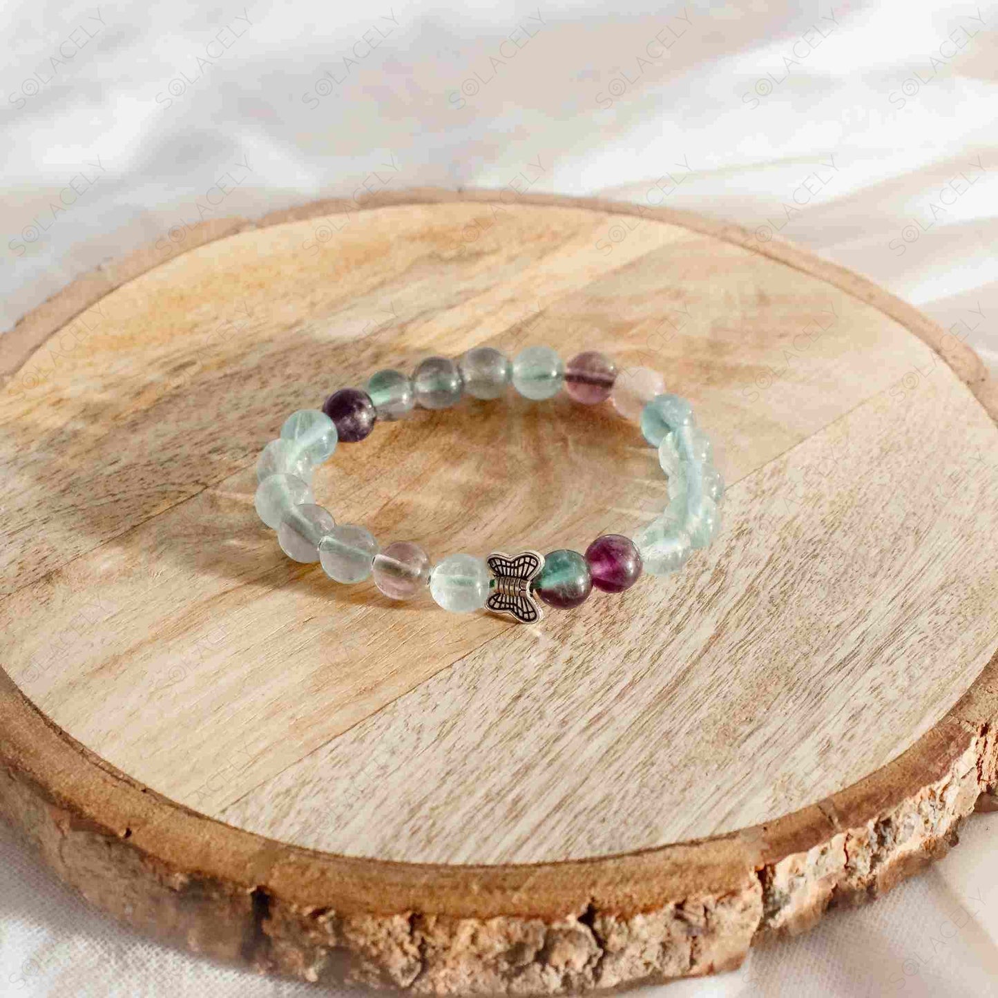 rainbow fluorite bracelet 8mm charm