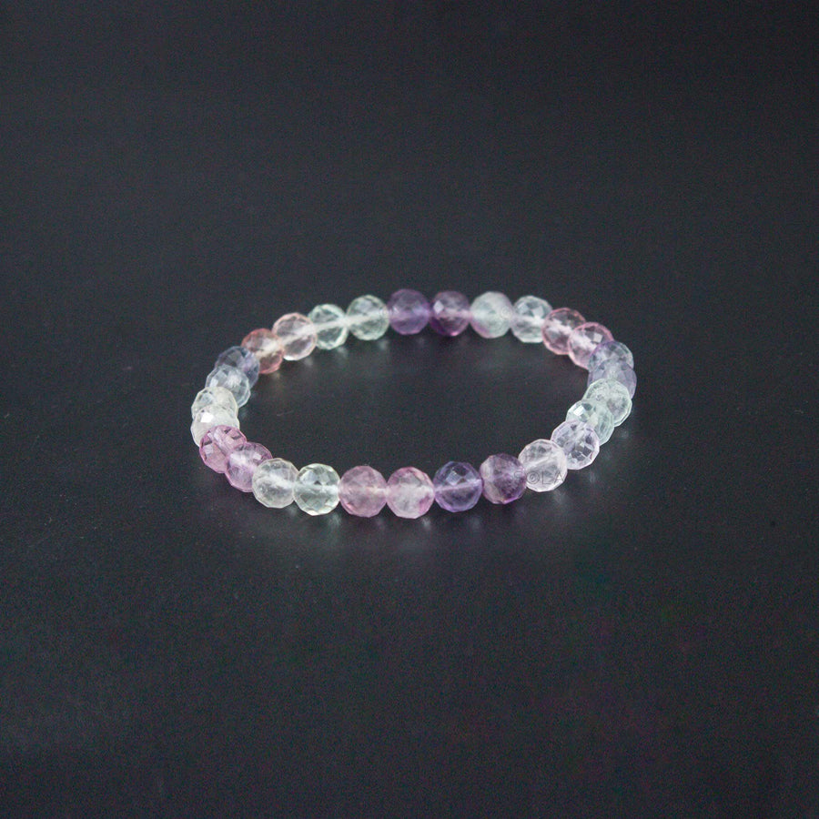 rainbow fluorite faceted 8mm