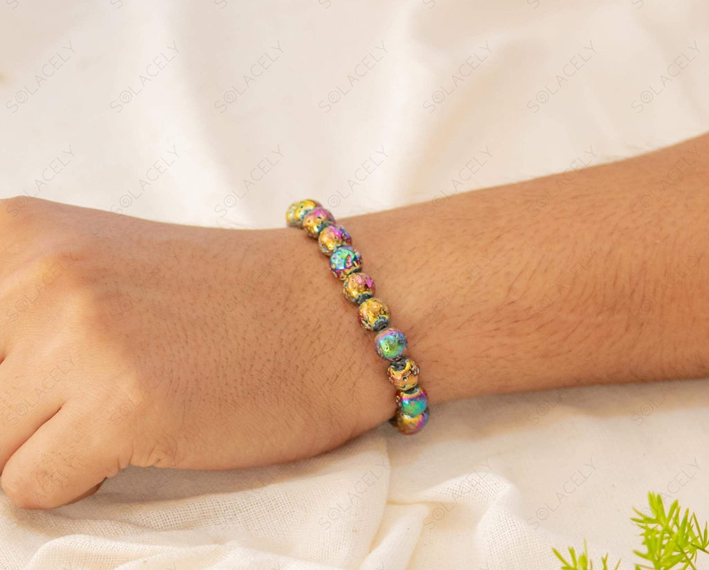 rainbow lava stone bracelet 8mm