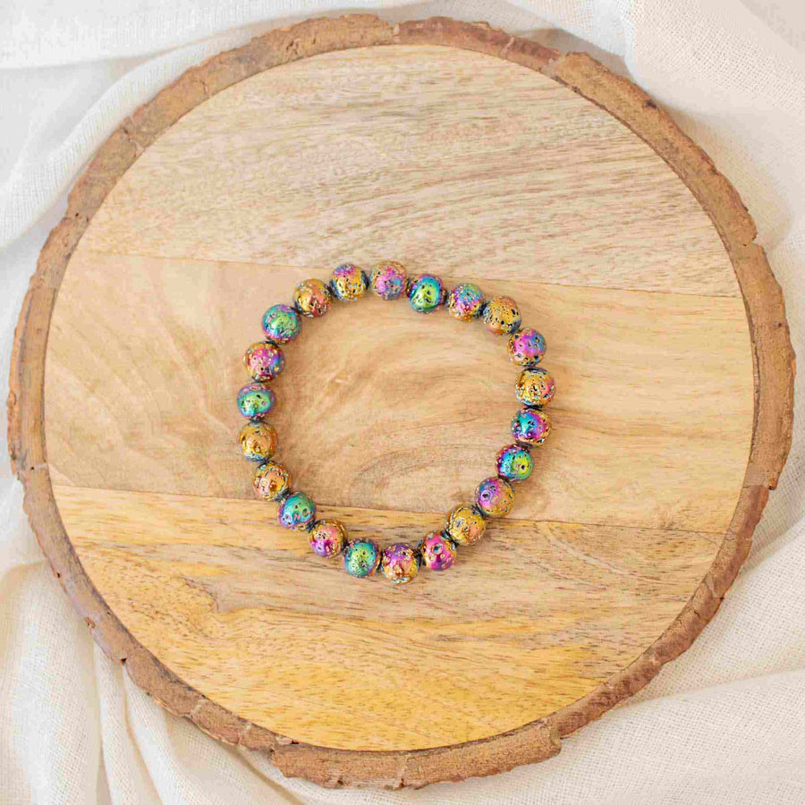 8mm rainbow lava stone bracelet