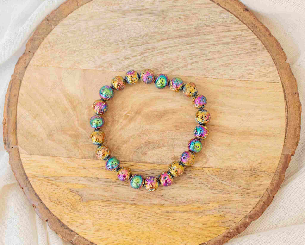 8mm rainbow lava stone bracelet
