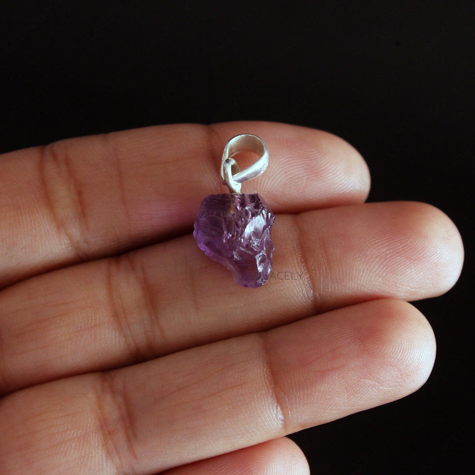 raw amethyst pendant