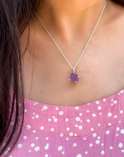 Raw Amethyst Sterling Silver Necklace