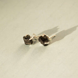 raw black tourmaline in sterling silver earrings