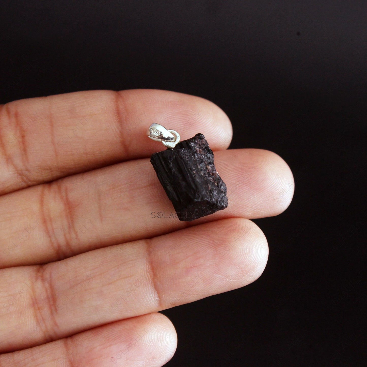 raw black tourmaline pendant